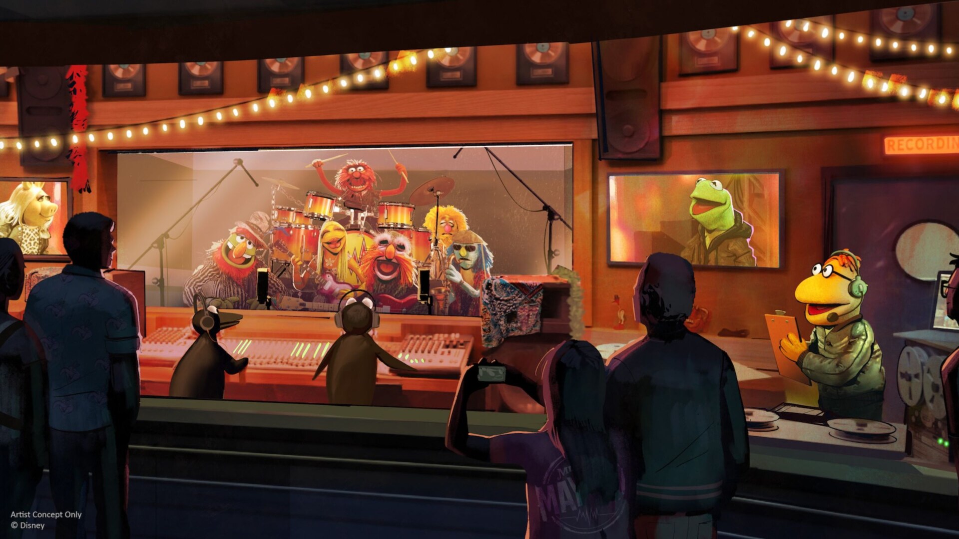 The Electric Mayhem concept art for Rock n Roller Coaster Starring The Muppets