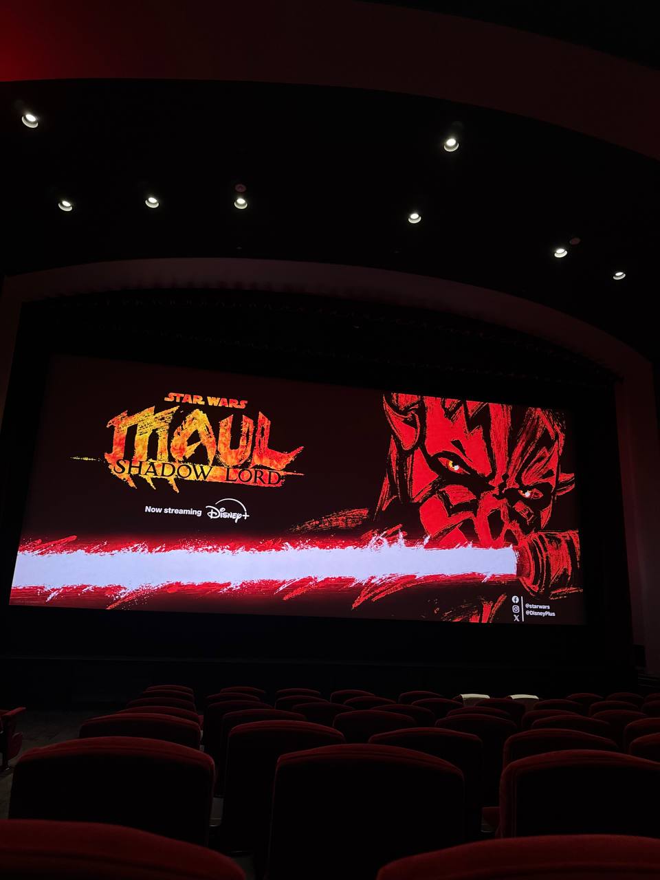 The Star Wars: Maul - Shadow Lord finale screening setup at Walt Disney Studios