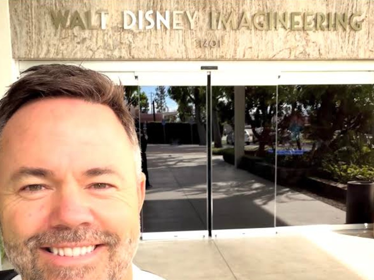 Lane Merrifield in front of Walt Disney Imagineering in a public social media post