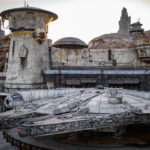 The Millennium Falcon docked in Star Wars Galaxy’s Edge at Disneyland park