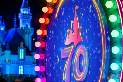 Paint the Night parade float for the Disneyland Resort 70th Celebration