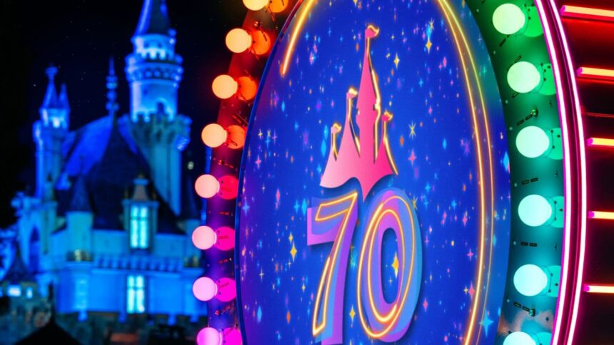 Paint the Night parade float for the Disneyland Resort 70th Celebration