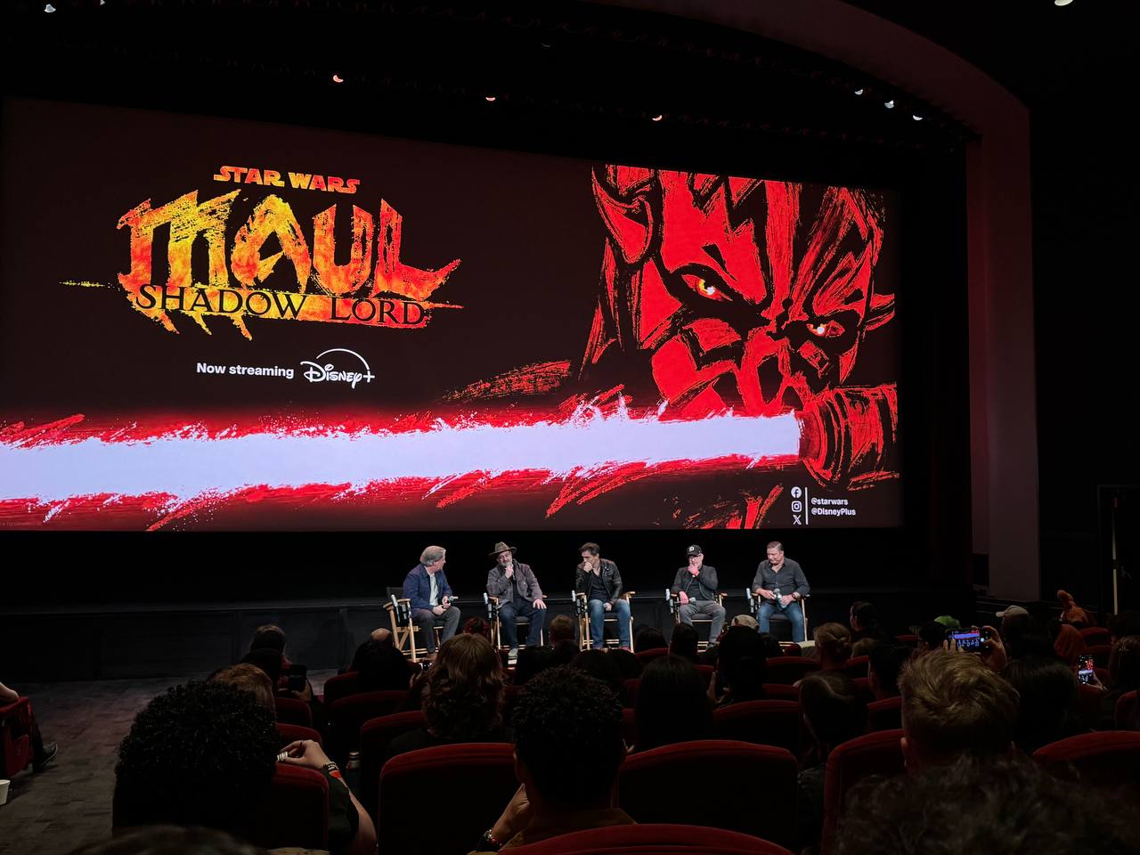 The Q&A setup after the Star Wars: Maul - Shadow Lord finale screening at Walt Disney Studios