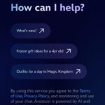 Disney Store AI Personal Shopping Assistant screen in the Disney Store iOS app