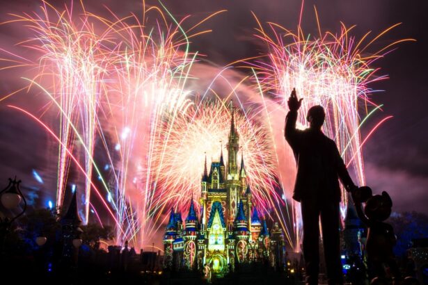 Fireworks burst over Cinderella Castle at Magic Kingdom during Walt Disney World nighttime entertainment