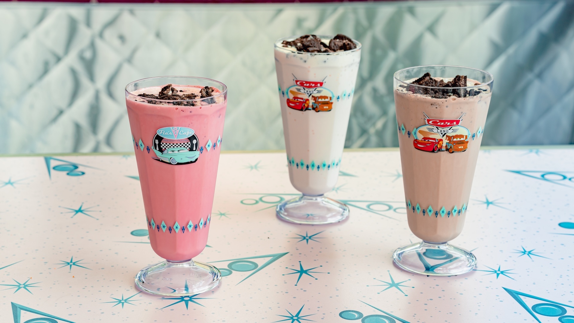 Milkshakes at Flo's V8 Cafe in Cars Land at Disney California Adventure