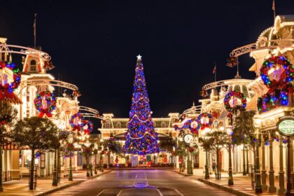 Main Street U.S.A. decorated for Christmas at Walt Disney World