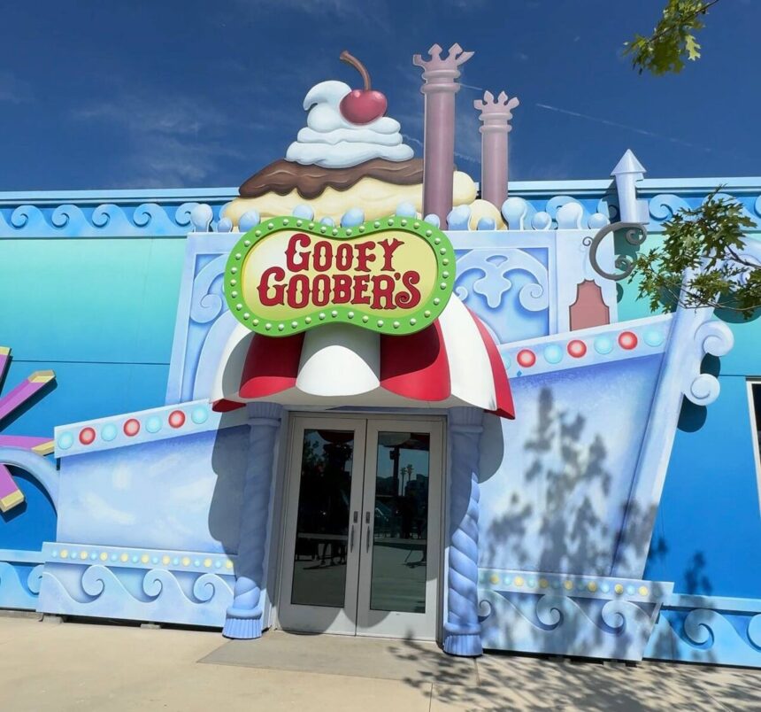 Goofy Goober's storefront at Universal Kids Resort in Frisco, Texas