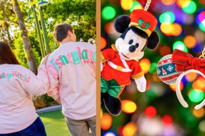 Disney holiday merchandise preview with spirit jerseys, Mickey bag charm, and Mickey ear headband