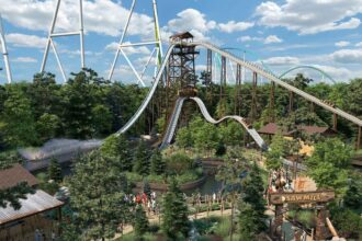 Rip Roarin Falls concept rendering at Carowinds