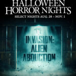 Universal Orlando Halloween Horror Nights INVASION Alien Abduction haunted house artwork for 2026