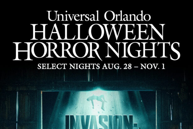 Universal Orlando Halloween Horror Nights INVASION Alien Abduction haunted house artwork for 2026