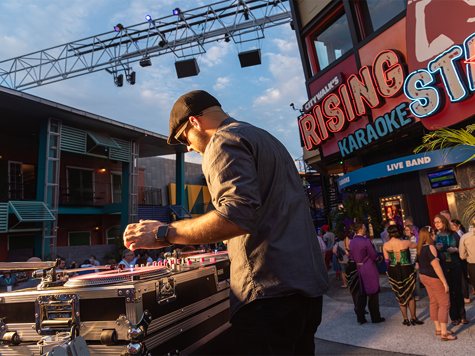 Live DJ setup at Universal CityWalk Orlando