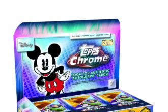 2026 Topps Chrome Disney hobby box packaging with Mickey Mouse and card packs