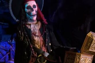 Cursed treasure pirate figure in Pirates of the Caribbean at Disneyland Park