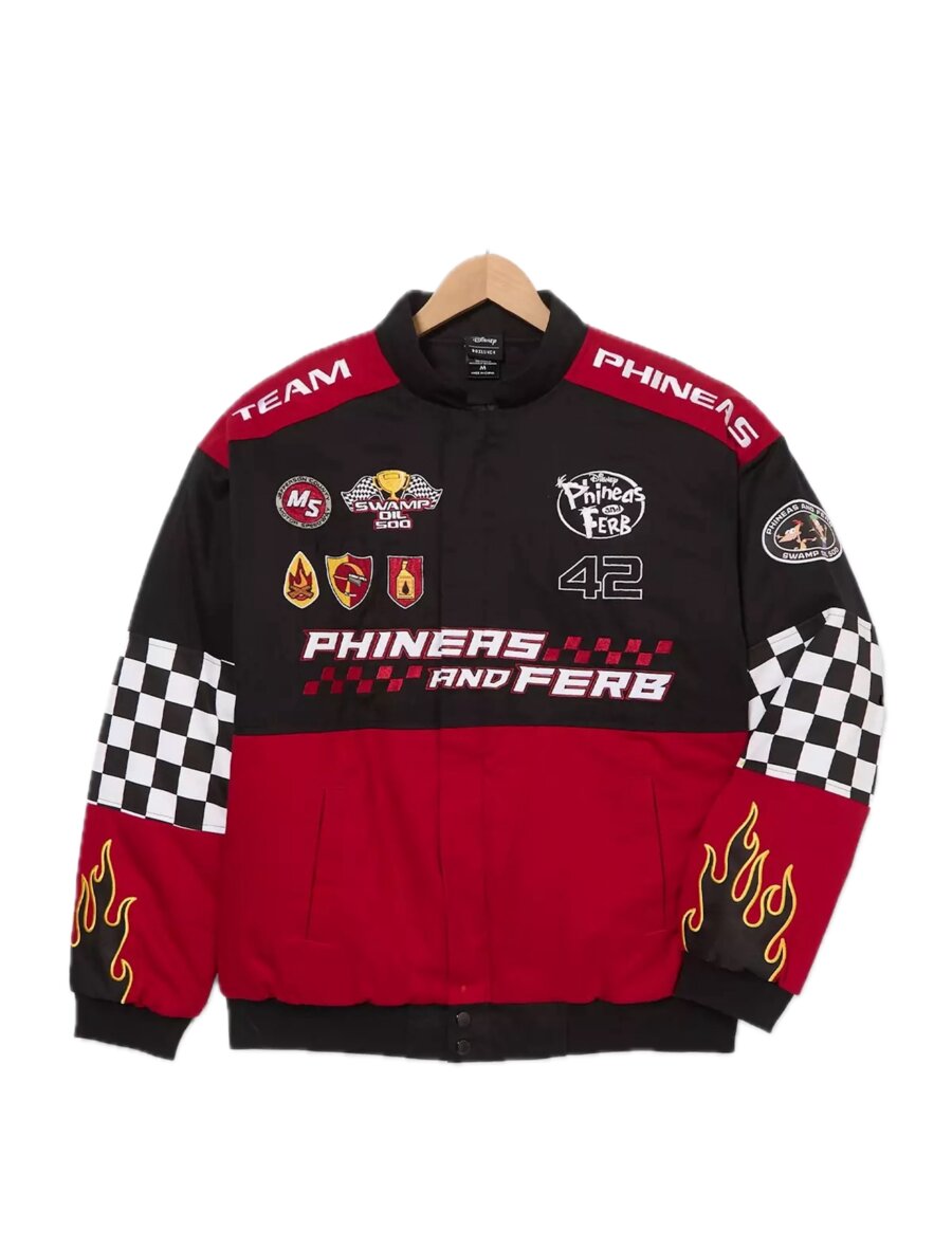 A Phineas and Ferb Swamp Oil 500 racing jacket from Disney's 2026 Father's Day gift guide