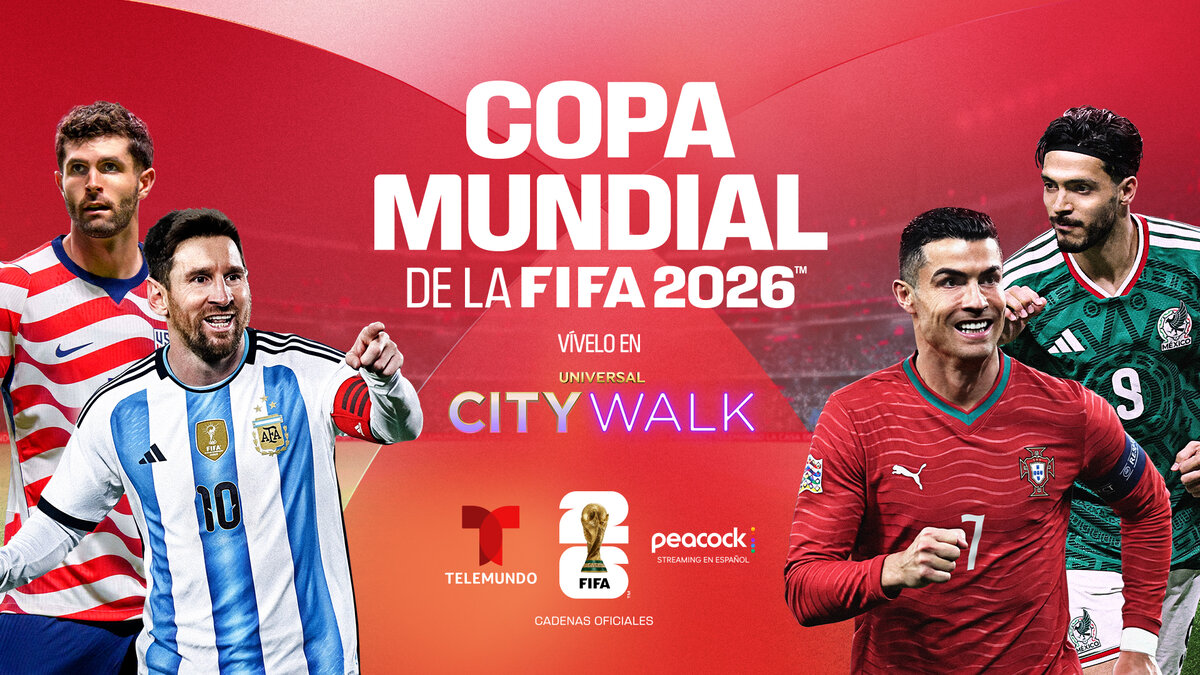 Telemundo FIFA World Cup 2026 graphic for Universal CityWalk watch party