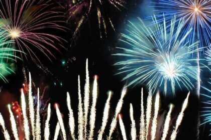 Fireworks fill the night sky during SeaWorld Orlando Fourth of July Celebration.