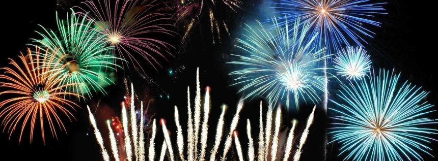 Fireworks fill the night sky during SeaWorld Orlando Fourth of July Celebration.