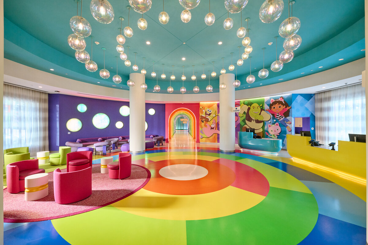 Colorful lobby at Universal Kids Resort Hotel