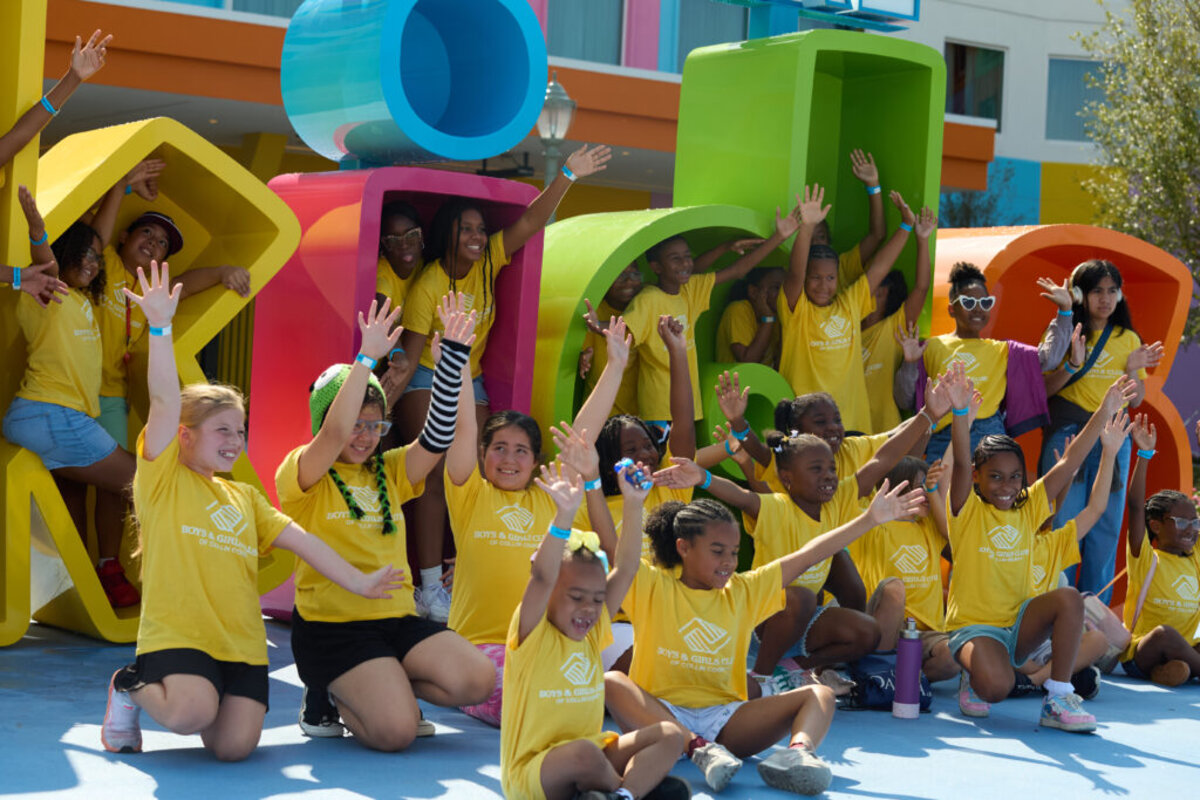 Boys and Girls Clubs of Collin County kids cheering at Universal Kids Resort during the sneak peek