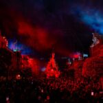 Disneyland Paris Bastille Day drone show above Sleeping Beauty Castle