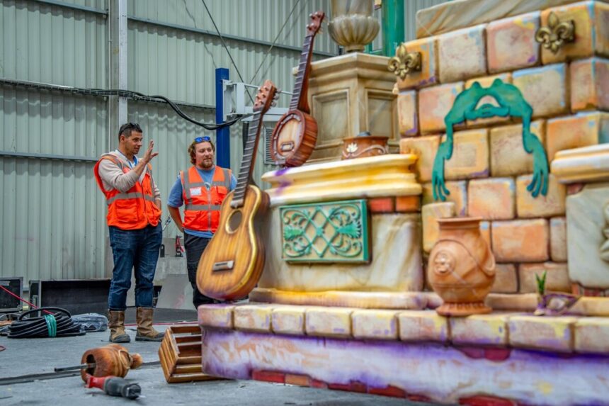 Disney Princess Cavalcade float detail during production at Disneyland Paris