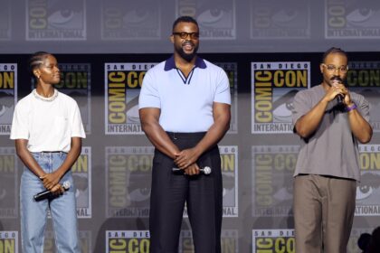 Letitia Wright, Winston Duke and Ryan Coogler on stage at San Diego Comic-Con 2026