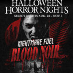 Official Halloween Horror Nights artwork for Nightmare Fuel: Blood Noir at Universal Orlando Resort.