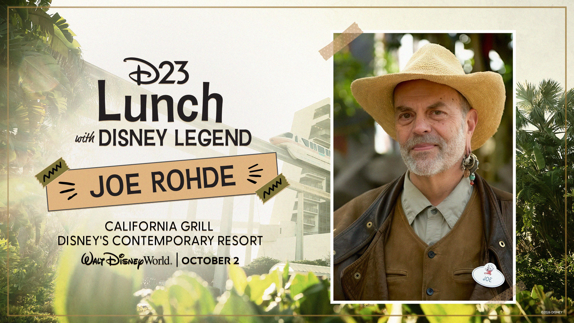 D23 Lunch with Disney Legend Joe Rohde key art at California Grill