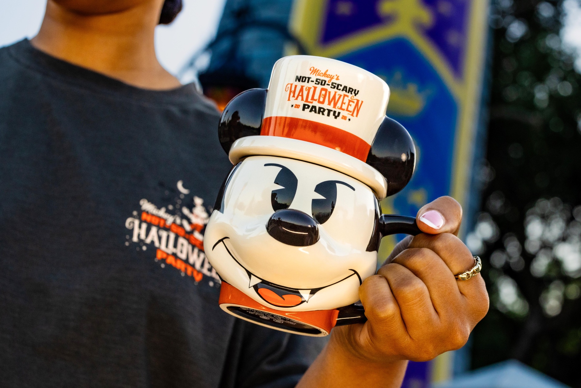 Vampire Mickey Mouse mug with a top hat lid for Mickey's Not-So-Scary Halloween Party 2026