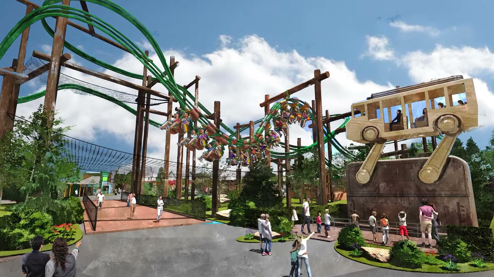 Camp Timber Trail concept art at Six Flags Great America