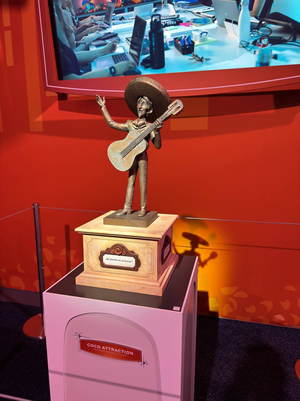 Hector statue sculpt for the Coco attraction coming to Disney California Adventure park, on display at D23