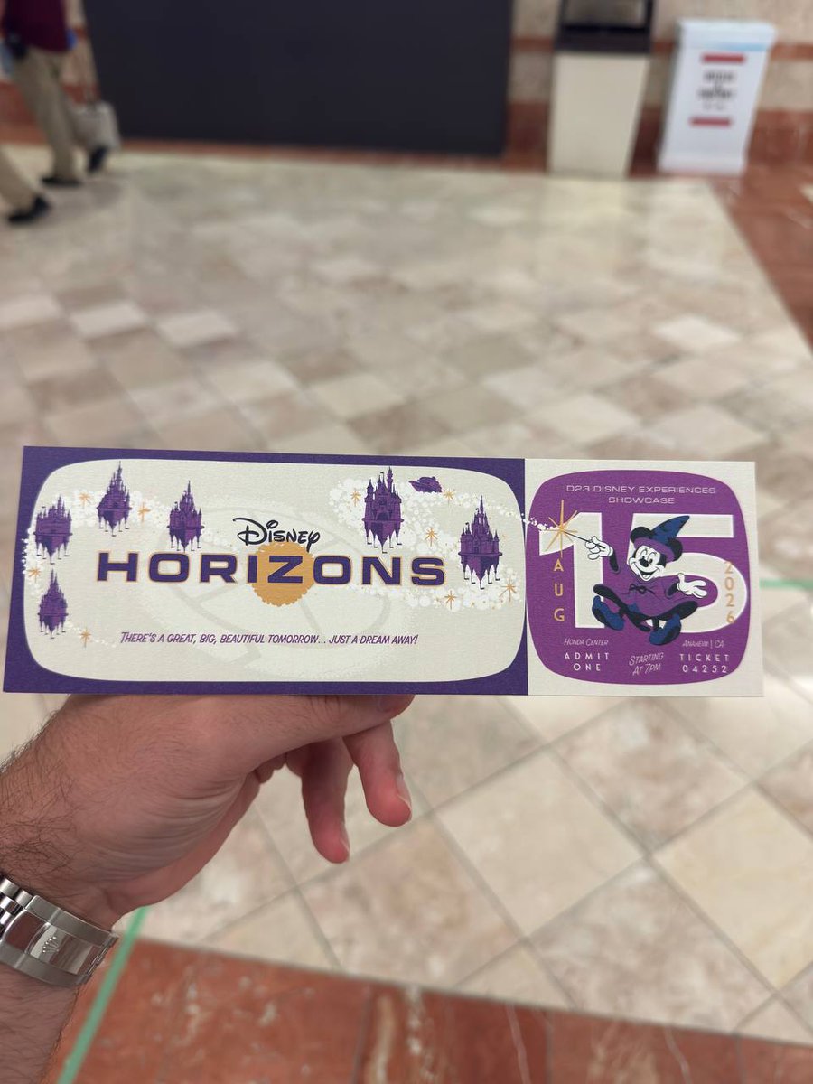 The commemorative Disney Horizons ticket handed to guests at the Honda Center