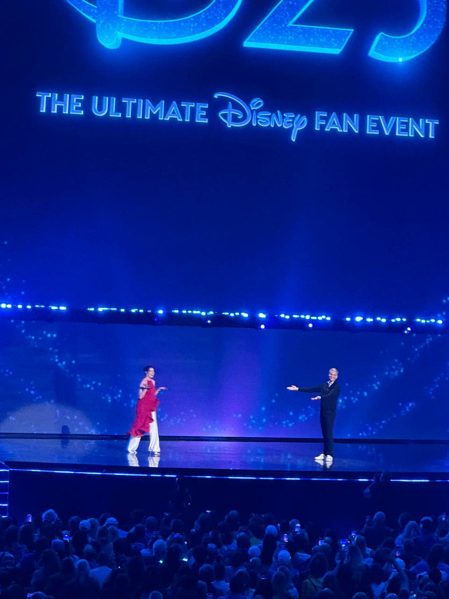 Surprise at the Disney Entertainment Showcase: Josh D'Amaro just welcomed Anne Hathaway to the stage. She is p