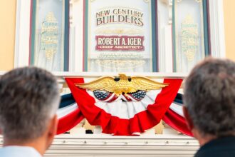 The dedicated Main Street window for Bob Iger above the Emporium at Disneyland Park