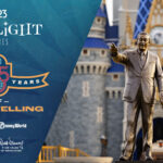 D23 Spotlight Series key art with the Partners statue at Cinderella Castle