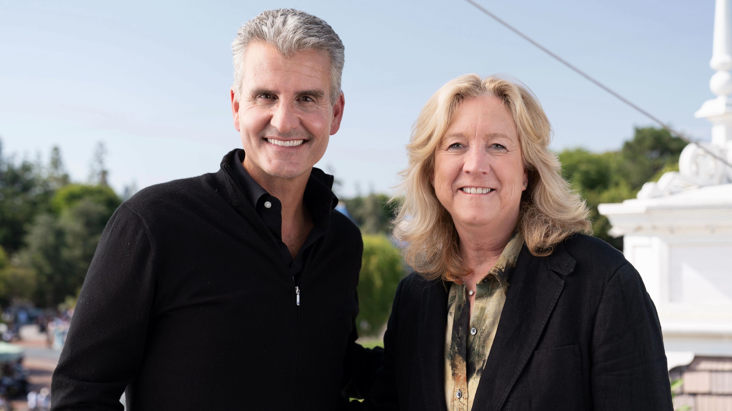 Leslie Iwerks with Josh D'Amaro in Disney Worldbuilders