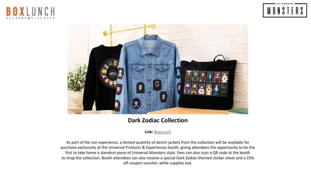 Universal Monsters Dark Zodiac Collection merchandise at Midsummer Scream 2026