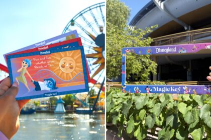 Disneyland Magic Key collectible cards and a Magic Key license plate frame at the Disneyland Resort.