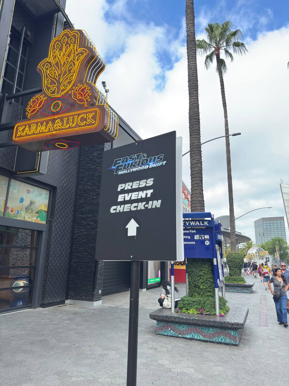 Fast & Furious: Hollywood Drift signage at today's media event.