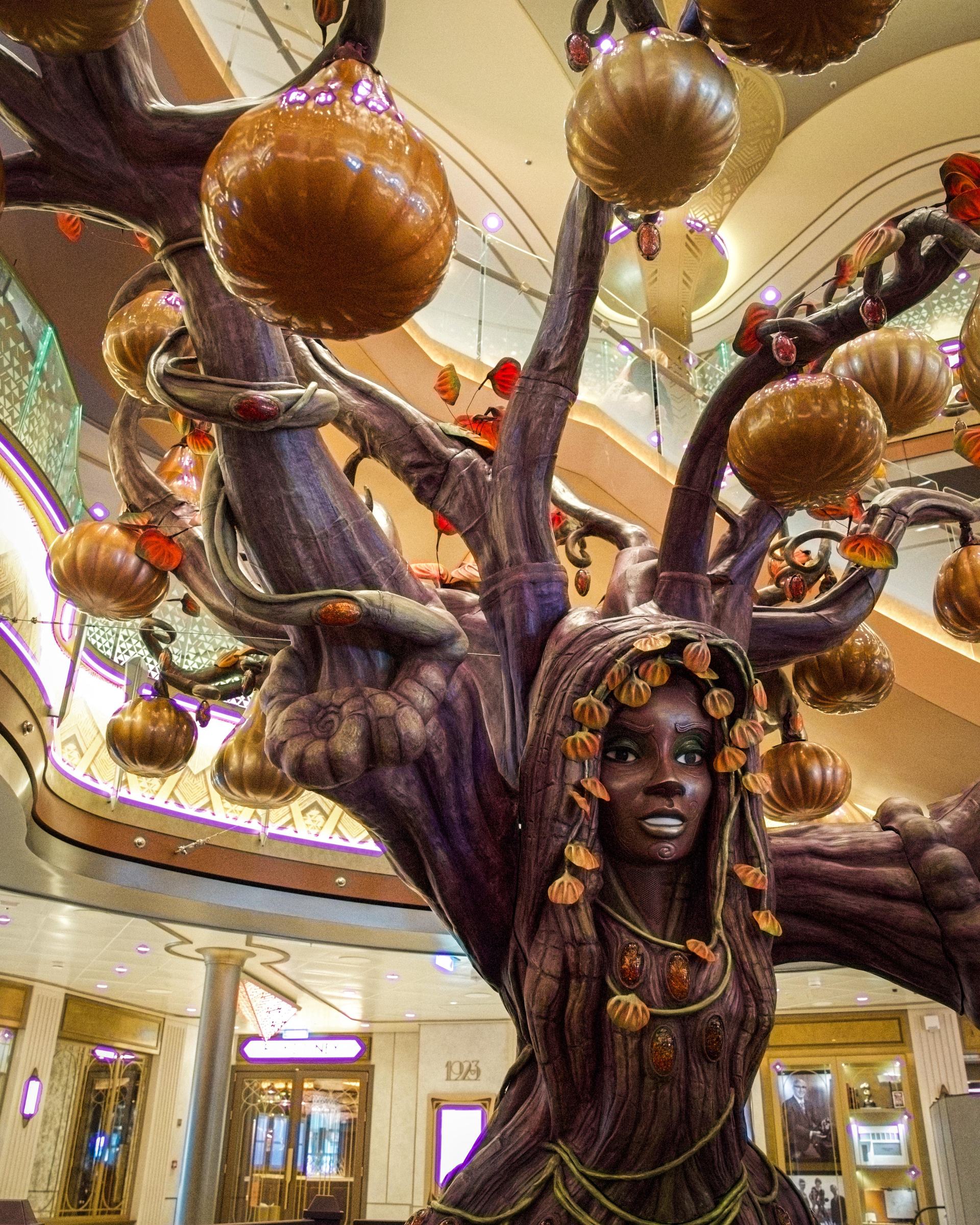 Official source photo for Disney Destiny Adds Solara, a New Halloween Pumpkin Tree Character, for Halloween on the High Seas