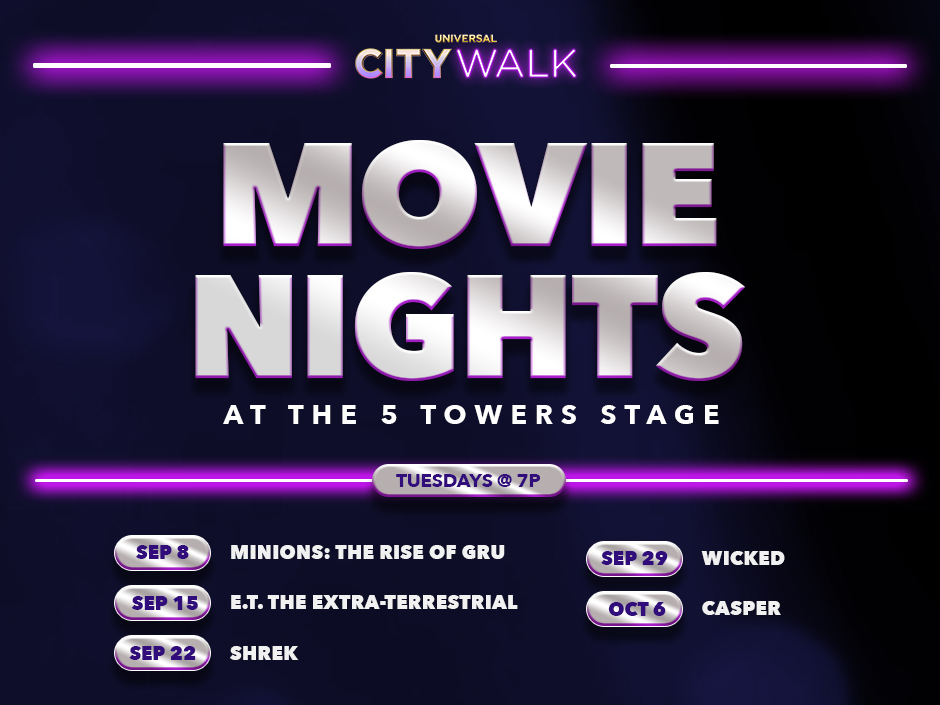 Official source photo for Movie Nights at Universal CityWalk Hollywood Run Free Through October 6