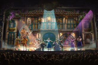 Concept art of Disney Encanto on stage in the Walt Disney Theatre on the Disney Believe