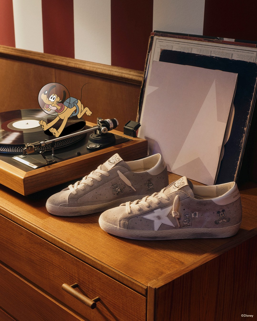 Official source photo for Disney Golden Goose Collection Debuts Space-Themed Sneakers