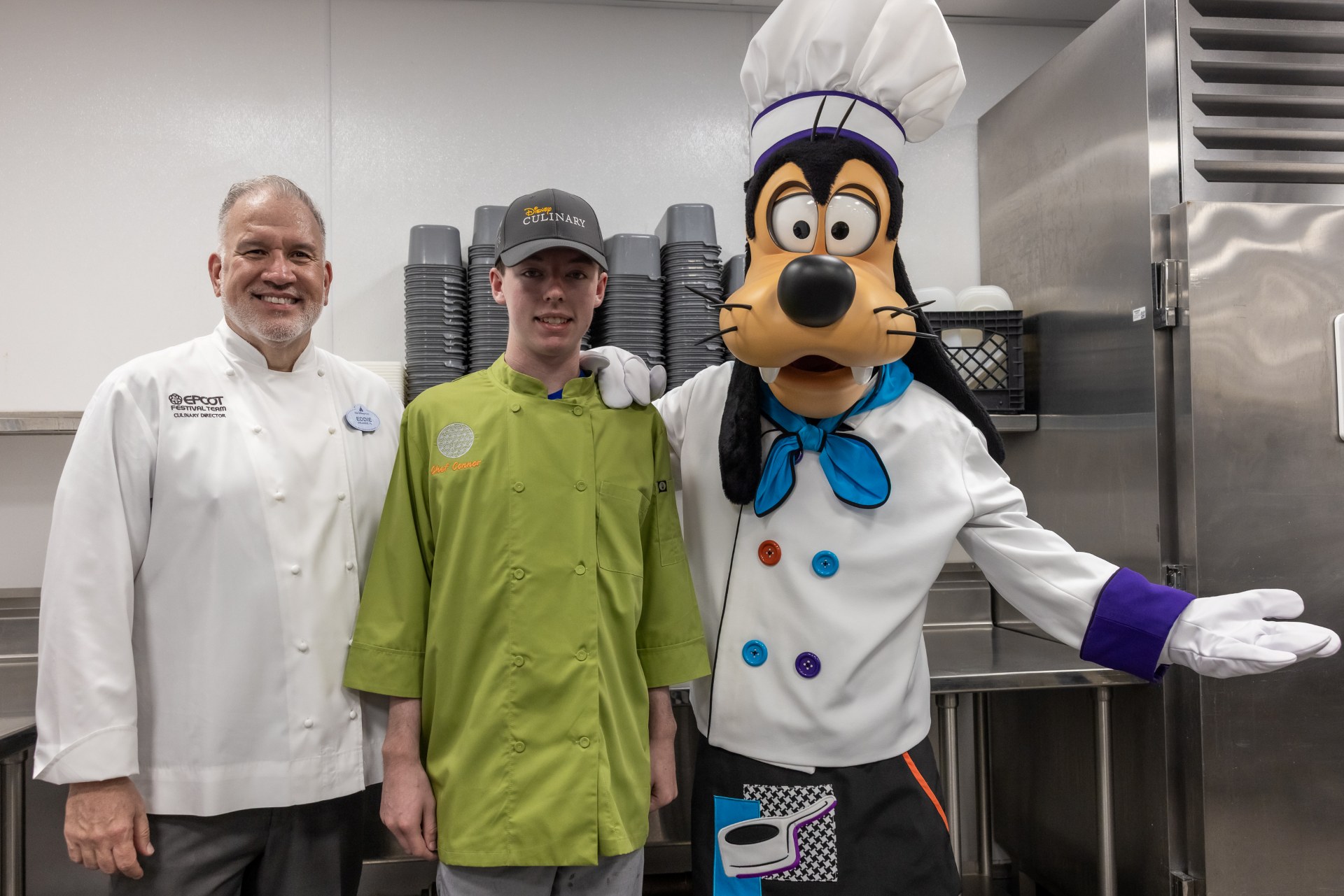 Official source photo for EPCOT Chefs Bring Wish Kid Into the Kitchen With Goofy