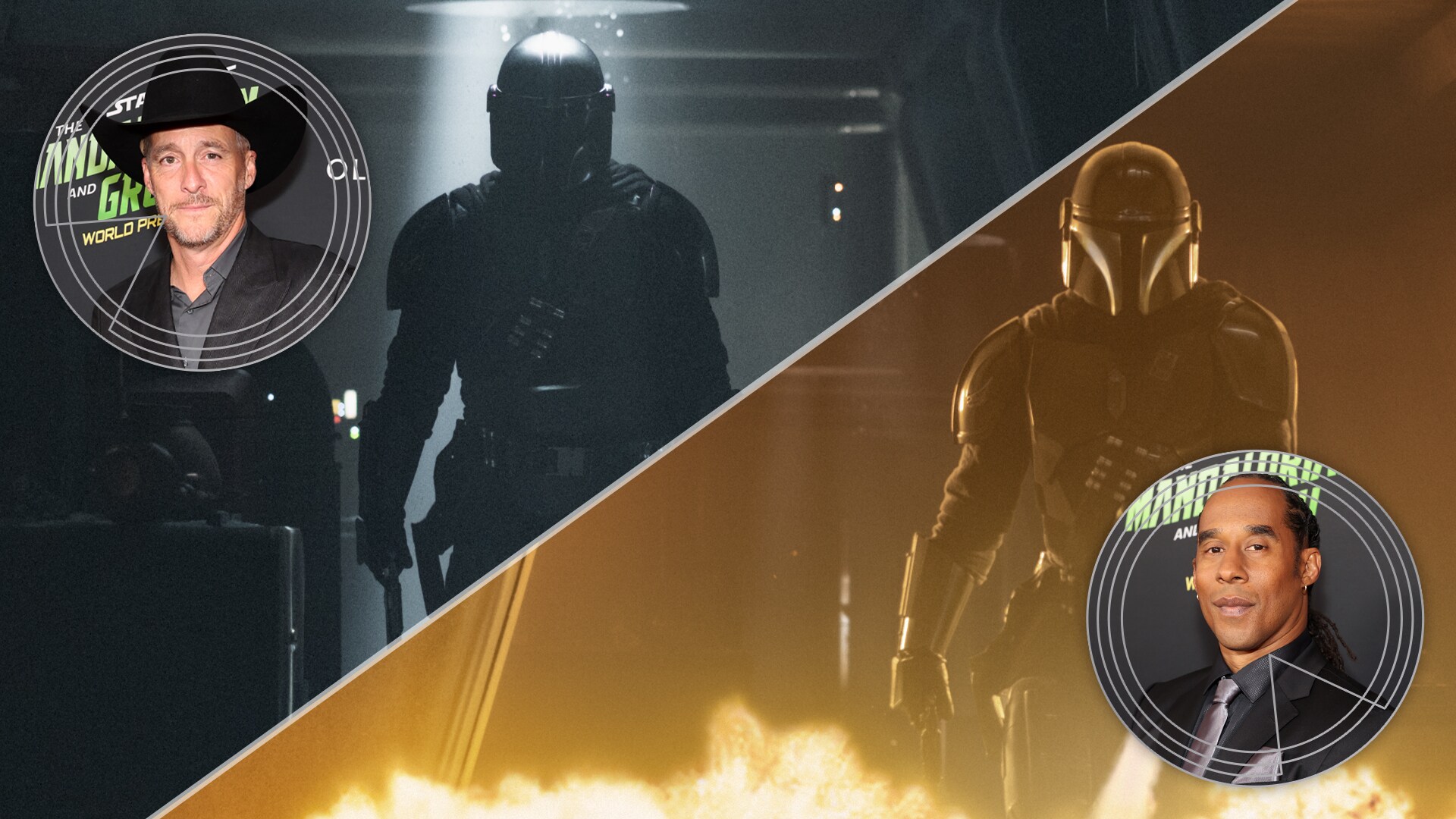The walk down the hallway was [suit performer] Brendan Wayne, and then, on the burst of fire, we switched to [stunt double]